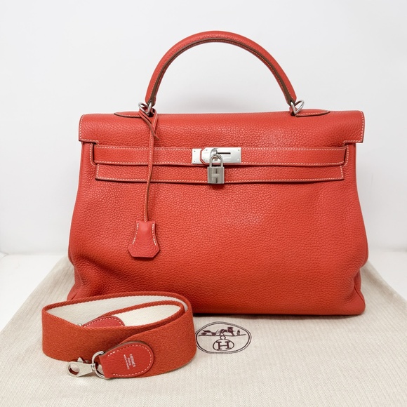 Hermes Togo Leather Retourne Kelly 40 w/ Canvas Strap - Picture 1 of 10